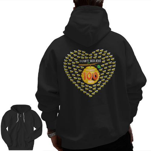 100 Days Of School Bee Hive Tree Hearts Teachers Student Kid Men Zip Up Hoodie Back Print - teacherstshirts.com AU