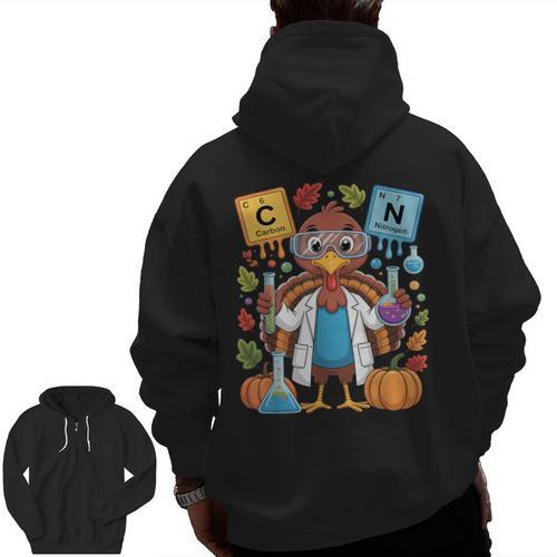 67 Chemistry Science Teacher Periodic Table Thanksgiving Men Zip Up Hoodie Back Print - teacherstshirts.com UK