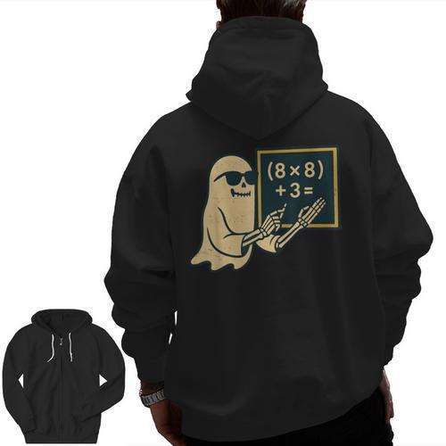 67 Teacher Halloween Skeleton Ghost Six Seven Meme Math Men Zip Up Hoodie Back Print - teacherstshirts.com AU