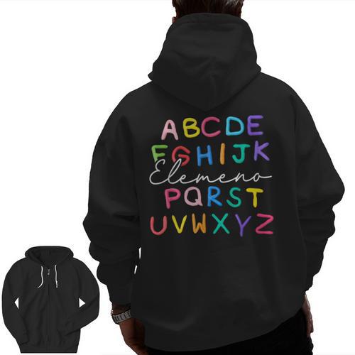 ABC Elemeno Kindergarten Teacher Boy Girl Kid Back To School Men Zip Up Hoodie Back Print - teacherstshirts.com