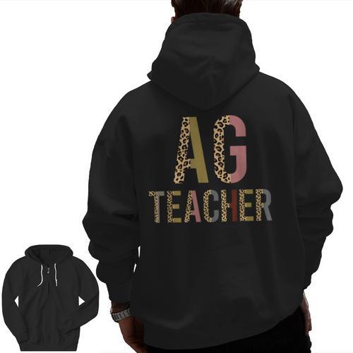 AG Teacher Farmer Life Agriculture Teacher Men Zip Up Hoodie Back Print - teacherstshirts.com