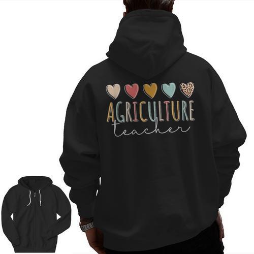 AG Teacher Future Farmer Agriculture Teacher Men Zip Up Hoodie Back Print - teacherstshirts.com