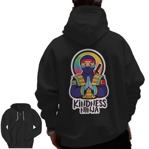 Anti Bullying Kindness Ninja School Teacher Student Men Zip Up Hoodie Back Print - teacherstshirts.com DE