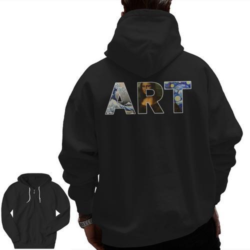 Art Artist Painting Teacher T Shirt Mona Lisa Great Wave For Men Women Men Zip Up Hoodie Back Print - teacherstshirts.com AU