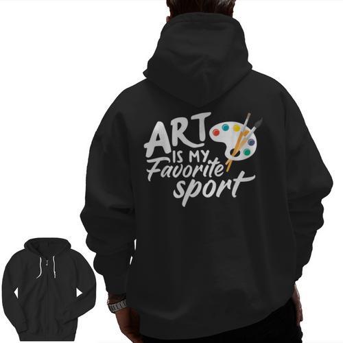 Art Is My Favorite Sport Artist Art Lover Teacher Men Zip Up Hoodie Back Print - teacherstshirts.com UK