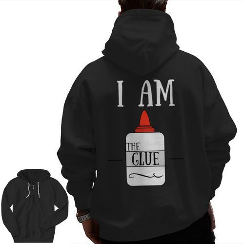 Art Teacher T-Shirt I Am The Glue Men Zip Up Hoodie Back Print - teacherstshirts.com CA