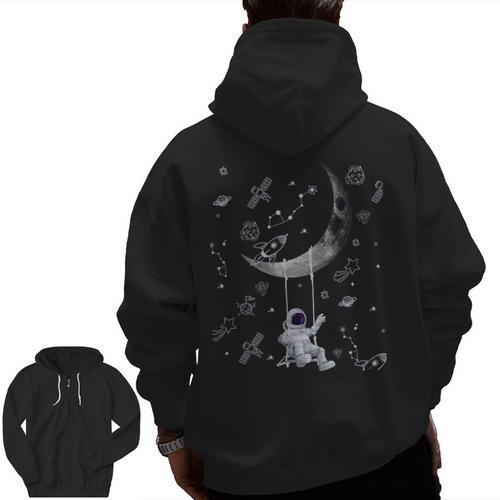 Astronaut Purple Moon Swing NASA Space Science Teacher Men Zip Up Hoodie Back Print - teacherstshirts.com