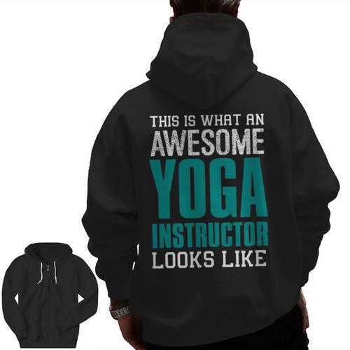 This Is What An Awesome Yoga Instructor Yoga Teacher Men Zip Up Hoodie Back Print - teacherstshirts.com DE