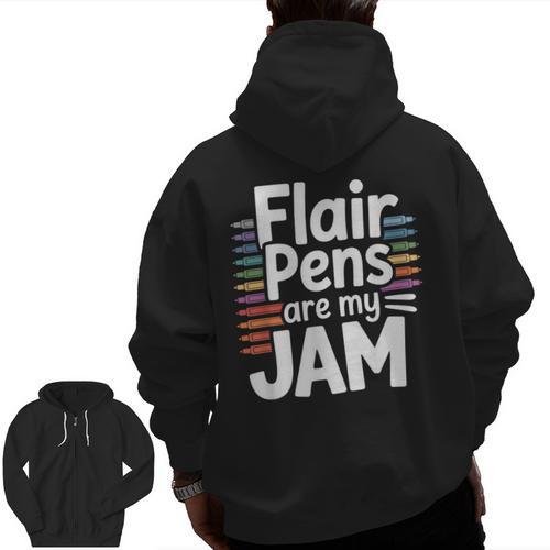 Back To School Teacher Flair Pens Are My Jam Men Zip Up Hoodie Back Print - teacherstshirts.com