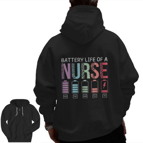 Battery Life Of A Nurse School Teacher Appreciation Men Zip Up Hoodie Back Print - teacherstshirts.com CA