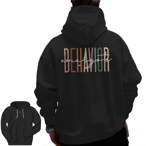 Behavior Analyst Teacher Squad Technician Therapist Analysis Men Zip Up Hoodie Back Print - teacherstshirts.com