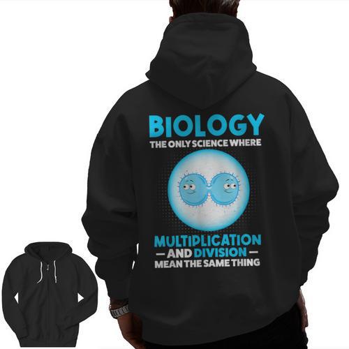 Biology Facts Science Teacher Student Biologist Men Zip Up Hoodie Back Print - teacherstshirts.com