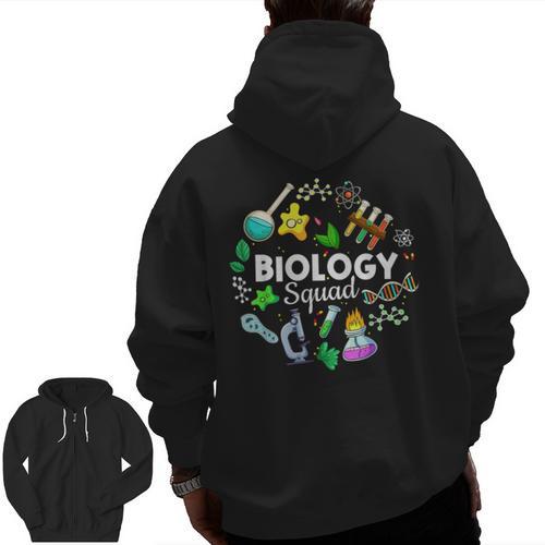 Biology Squad Science Teacher Student Biologist Men Zip Up Hoodie Back Print - teacherstshirts.com