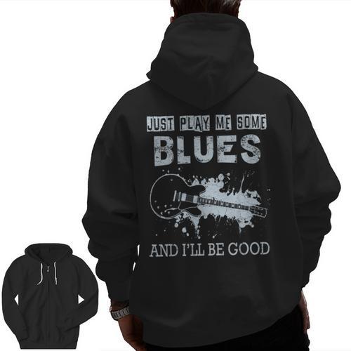 Blues Music Band Lover Vintage Guitar Teacher Blues Men Zip Up Hoodie Back Print - teacherstshirts.com UK