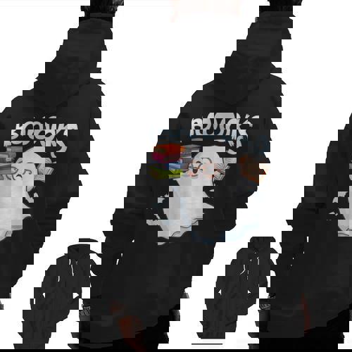 Books Halloween Librarian Teacher Reader Reading Book Lover Men Zip Up Hoodie Back Print - teacherstshirts.com