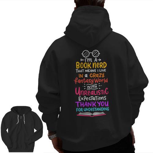 Books Reading English Teacher Student For Men Women Kids Men Zip Up Hoodie Back Print - teacherstshirts.com AU