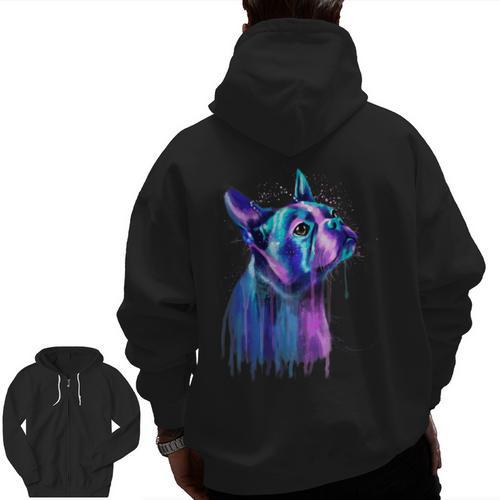 Boston Terrier Dog For a Boston Terrier Mom Men Zip Up Hoodie Back Print - Bostonterriersmerch.com
