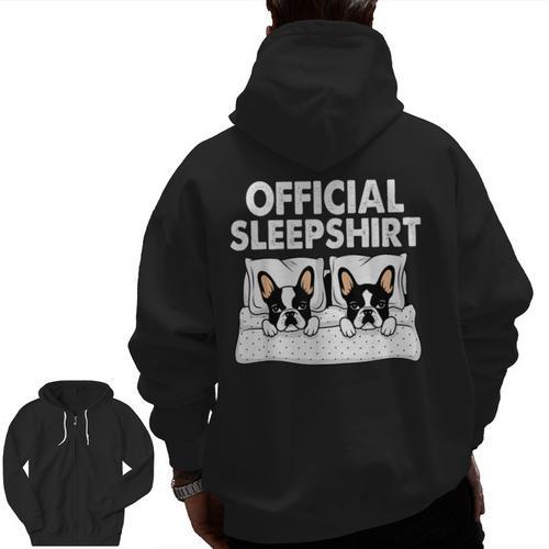 Boston Terrier Dog Official Sleep Pajamas Nightgown Men Zip Up Hoodie Back Print - Bostonterriersmerch.com AU