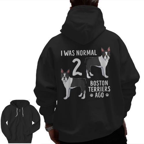 Boston Terrier Humor Bostie Dog Lover For Men Women Kids Men Zip Up Hoodie Back Print - Bostonterriersmerch.com CA
