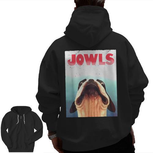Boston Terriers Jowls Dog Mom Dog Dad Men Zip Up Hoodie Back Print - Bostonterriersmerch.com