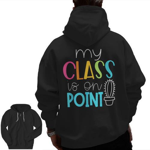 Cactus Teacher Shirt Cute Teacher Shirt Men Zip Up Hoodie Back Print - teacherstshirts.com CA