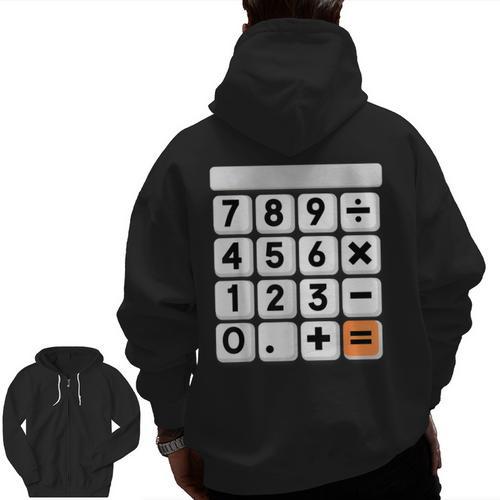 Calculator Easy Halloween Costume For Math Teacher Men Zip Up Hoodie Back Print - teacherstshirts.com UK