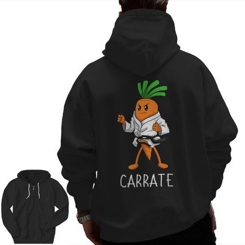 Carrate Karate Carrot Student Teacher Trainee Trainor Men Zip Up Hoodie Back Print - teacherstshirts.com
