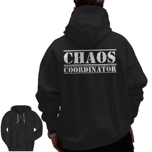 Chaos Coordinator Teacher Mom & Parents Men Zip Up Hoodie Back Print - teacherstshirts.com UK