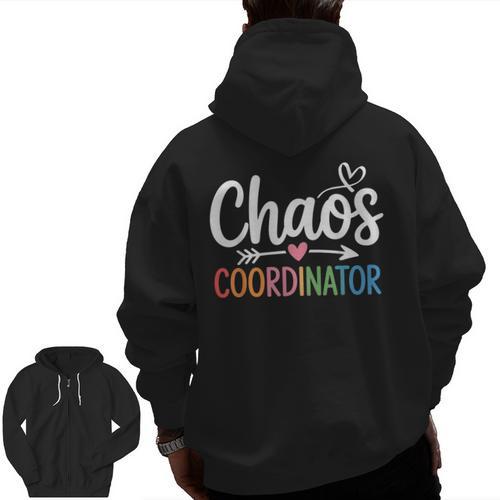Chaos Coordinator Teacher Student Back To School 2025 Men Zip Up Hoodie Back Print - teacherstshirts.com AU