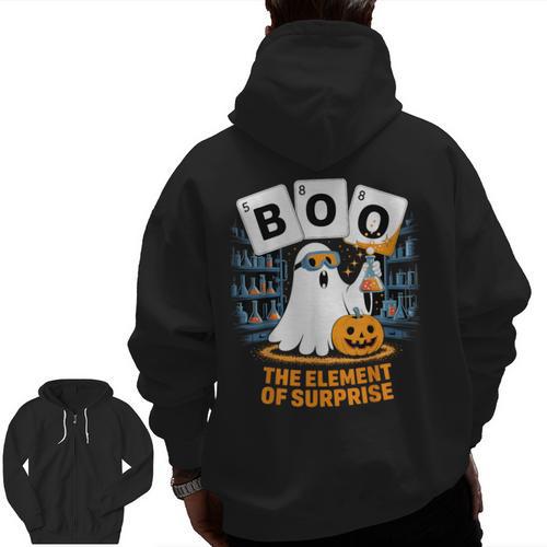 Chemistry Boo Ghost Element Of Surprise Science Teacher Tee Men Zip Up Hoodie Back Print - teacherstshirts.com AU