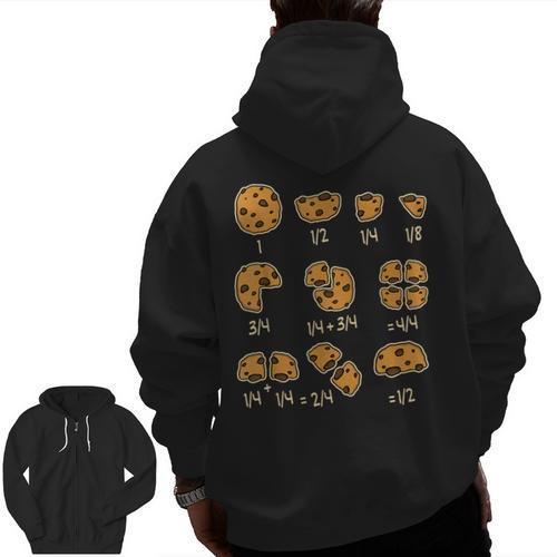 Chocolate Cookie Quick Math Fraction Math Teachers For Men Women Girls Kids Men Zip Up Hoodie Back Print - teacherstshirts.com