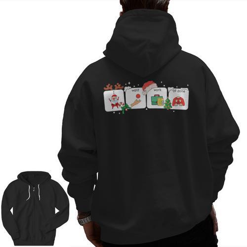 Christmas Santa Special Education SPED Teacher Xmas PJ Men Zip Up Hoodie Back Print - teacherstshirts.com