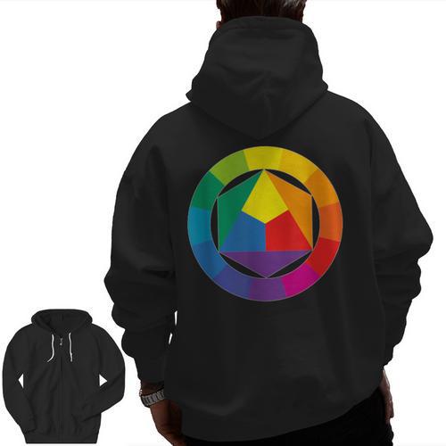 Color Wheel Palette Shirt Artist Painter Art Teacher Tshirt Men Zip Up Hoodie Back Print - teacherstshirts.com CA