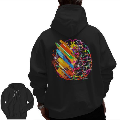 Colorful Brain Art Teacher Artist Painter Student Men Zip Up Hoodie Back Print - teacherstshirts.com UK