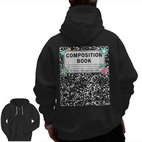 Composition Book Notebook Teachers Matching Group Halloween Men Zip Up Hoodie Back Print - teacherstshirts.com