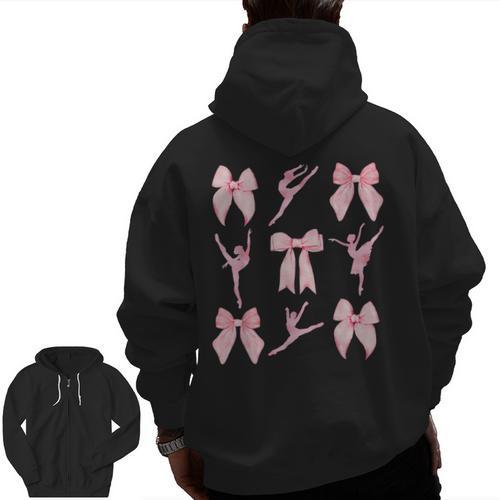 Coquette Bow Ballet Dance Teacher Coquette Women Dancing Men Zip Up Hoodie Back Print - teacherstshirts.com