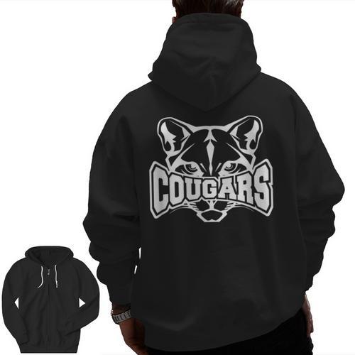Cougars Teacher Student School Sports Fan Team Spirit Men Zip Up Hoodie Back Print - teacherstshirts.com CA
