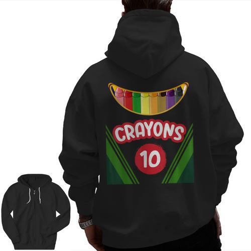 Crayon Box Fun Teacher Student Crayon Squad Halloween 2022 Men Zip Up Hoodie Back Print - teacherstshirts.com