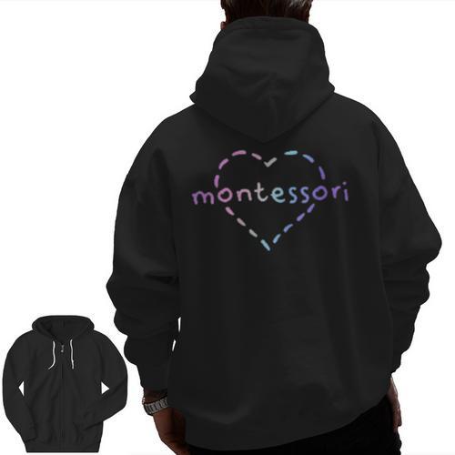 Cute Montessori For Teachers Kids & Moms Men Zip Up Hoodie Back Print - teacherstshirts.com AU