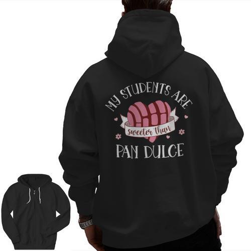 Cute Spanish Teacher Dual Language Bilingual Teacher Men Women Men Zip Up Hoodie Back Print - teacherstshirts.com CA