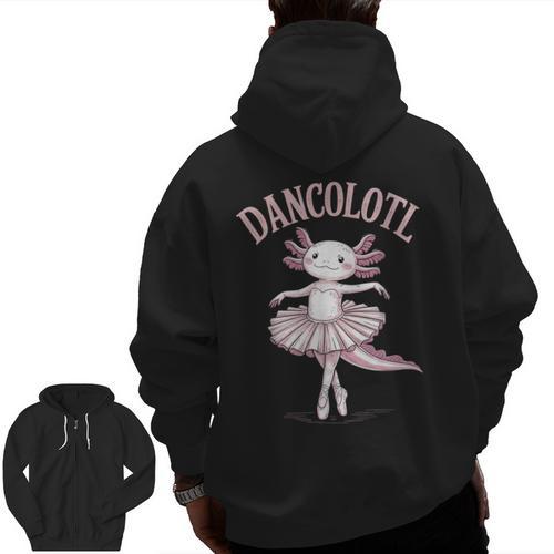 Dancolotl Ballerina Axolotl Ballet Dance Teacher Men Zip Up Hoodie Back Print - teacherstshirts.com AU