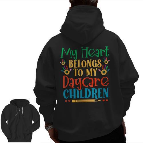 Daycare Children Childcare Provider Teacher PreK Nursery Men Zip Up Hoodie Back Print - teacherstshirts.com AU