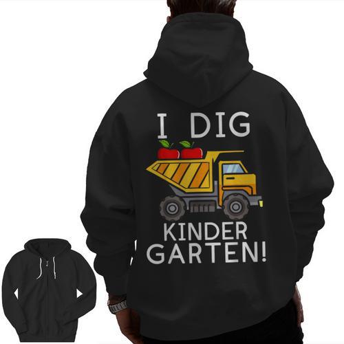 I Dig Kindergarten Student Teacher Construction First Day Men Zip Up Hoodie Back Print - teacherstshirts.com AU