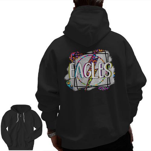 Eagles Teacher School Sports Fan Team Spirit Men Zip Up Hoodie Back Print - teacherstshirts.com CA