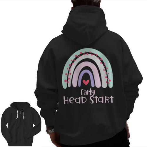 Early Headstart Cute Retro Rainbow Teachers Men Zip Up Hoodie Back Print - teacherstshirts.com DE