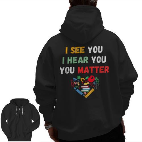 Emotional Intelligence Quote For School Counselor Teacher Men Zip Up Hoodie Back Print - teacherstshirts.com DE