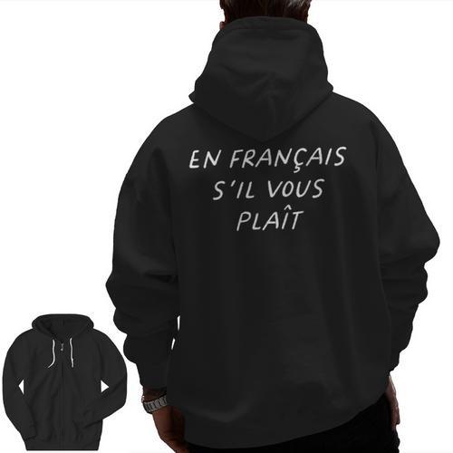 En Francais S'Il Vous Plait French Teacher Back To School Men Zip Up Hoodie Back Print - teacherstshirts.com AU
