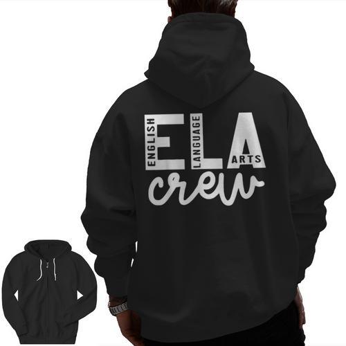 English Language Art Teacher Crew ELA Squad English Teacher Men Zip Up Hoodie Back Print - teacherstshirts.com AU