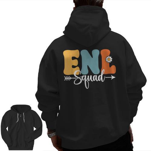 ENL Squad Back To School Teachers Students ENL Crew Men Women Girls Kids Men Zip Up Hoodie Back Print - teacherstshirts.com