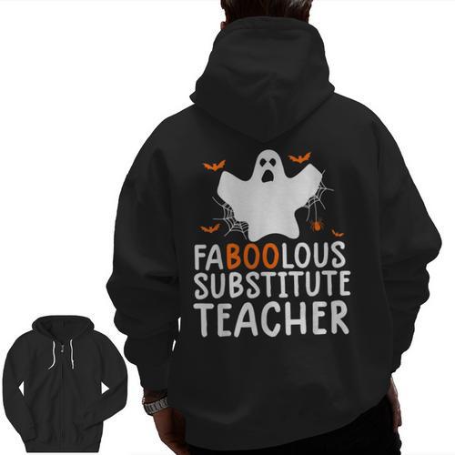 Faboolous Substitute Teacher Halloween Costume Men Zip Up Hoodie Back Print - teacherstshirts.com